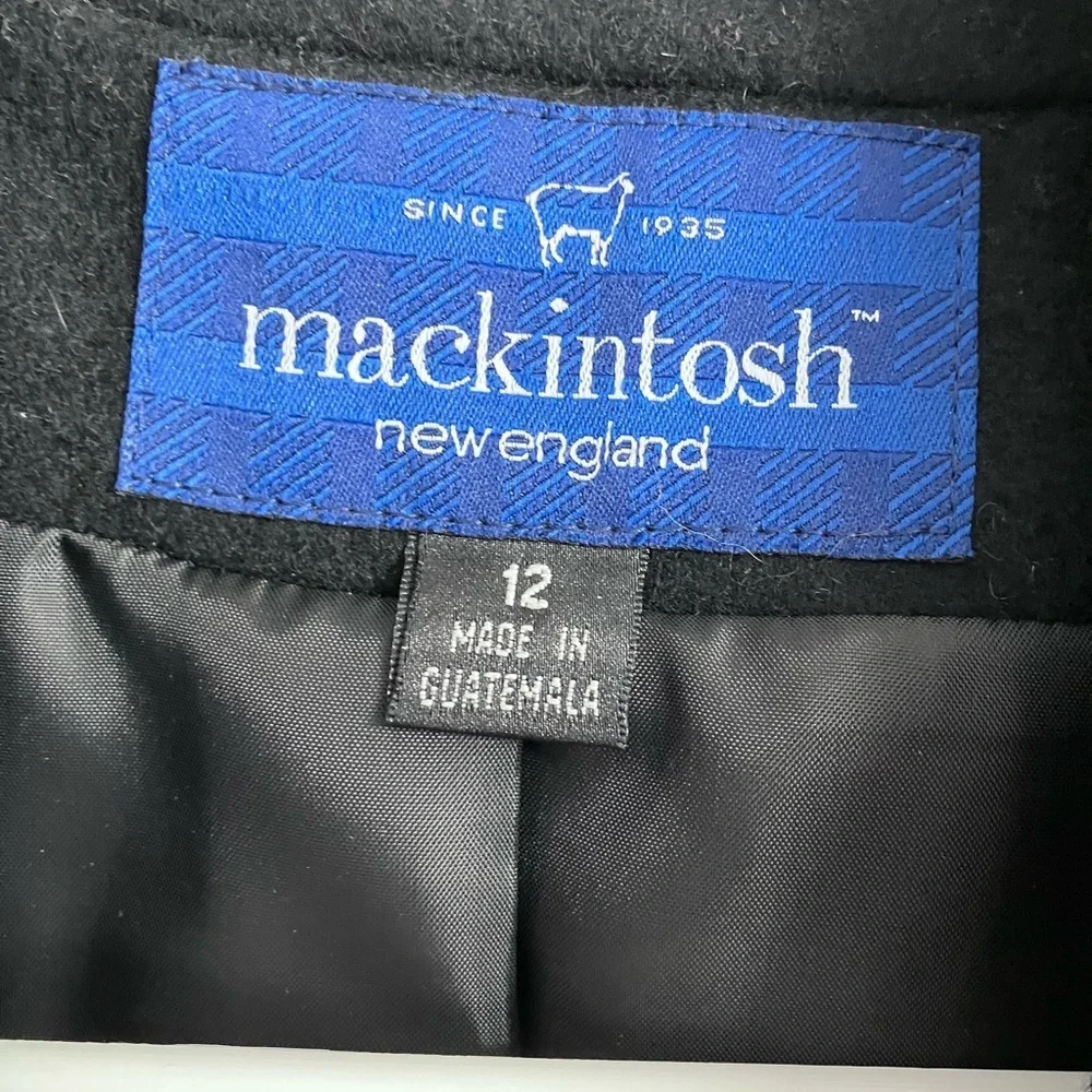Wool Pea Coat, Women’s Size 12, Black, Double Breasted, Mackintosh